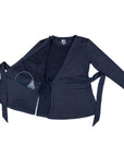 SLIM FIT Black Adult Chest Access French Terry Wrap Top FINAL SALE