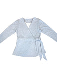 Gray Adult Chest Access French Terry Wrap Top Flat