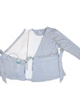 Gray Adult Chest Access French Terry Wrap Top with drainage bulbs