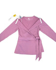 Adult Chest Access French Terry Wrap Top with medical device