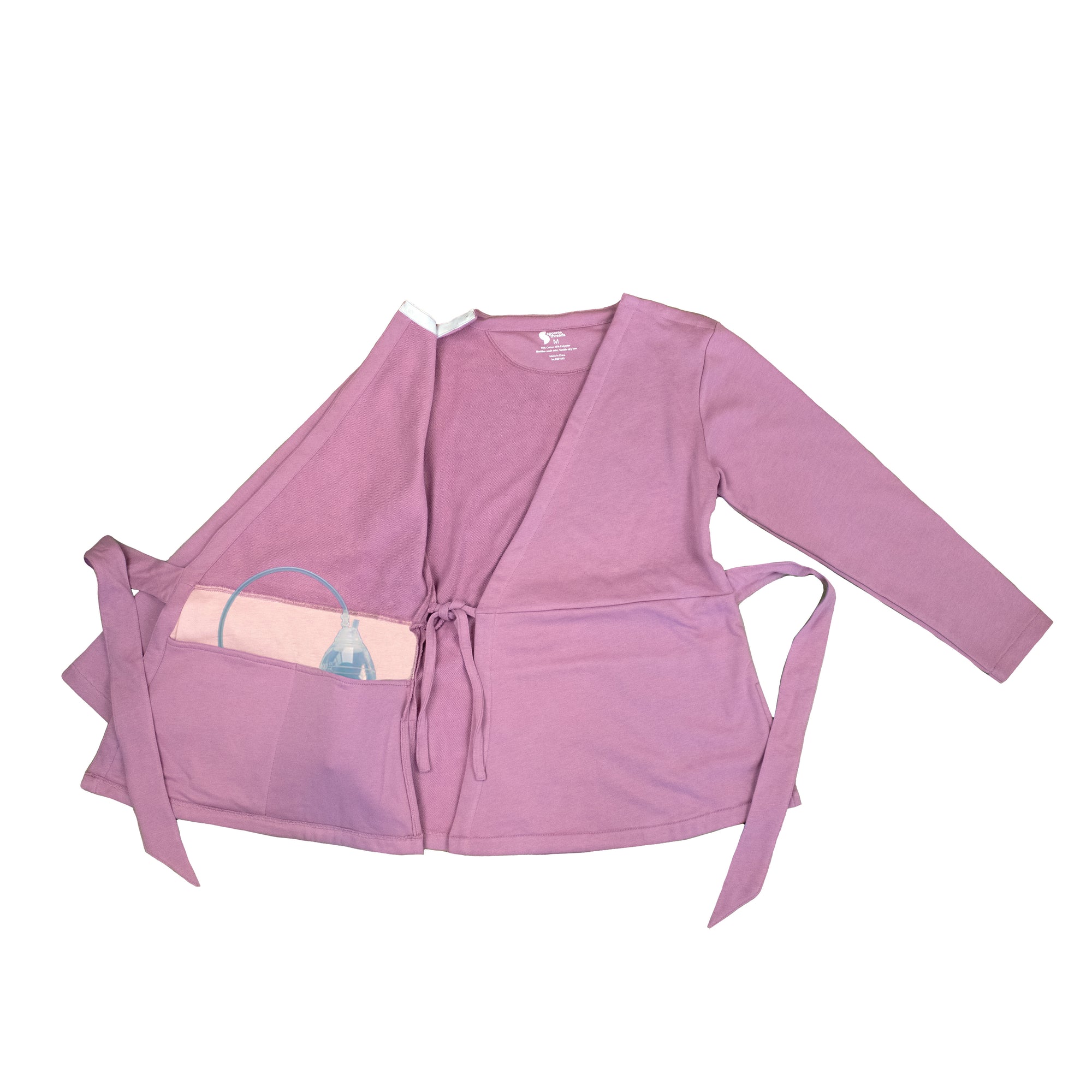 Adult Chest Access French Terry Wrap Top with drainage bulb