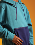 Man wearing Adult Chest & Abdomen Zipper Access Hoodie