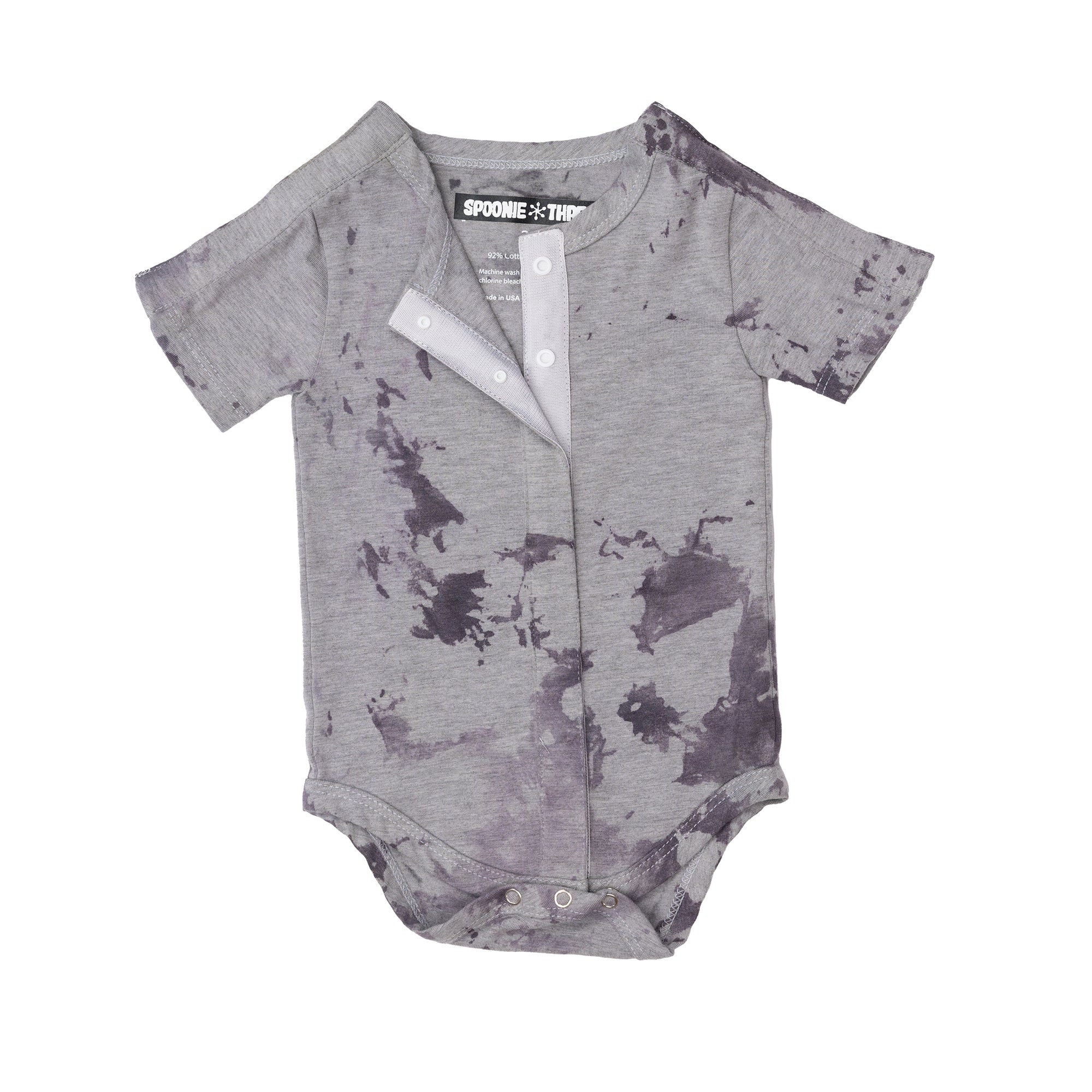 Flat of all access bodysuit with open snaps