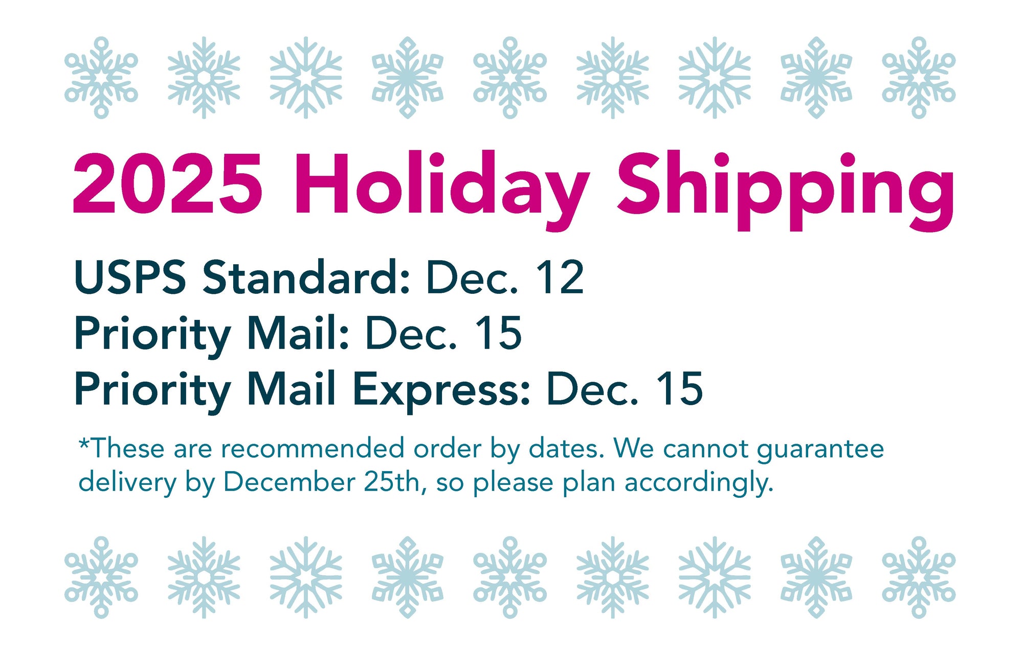 2025 Holiday Shipping