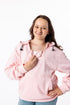 Female model demonstrating chest zipper access