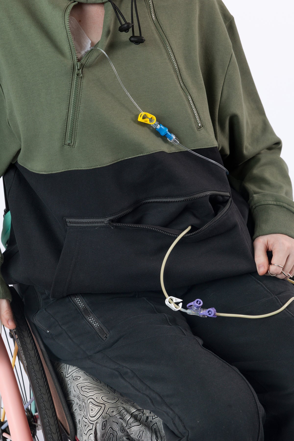 Closeup of tubing coming out of Spoonie Signature Pocket.
