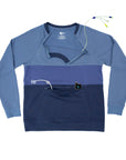 Denim C/B Triple Zip Crewneck Sweatshirt with medical devices