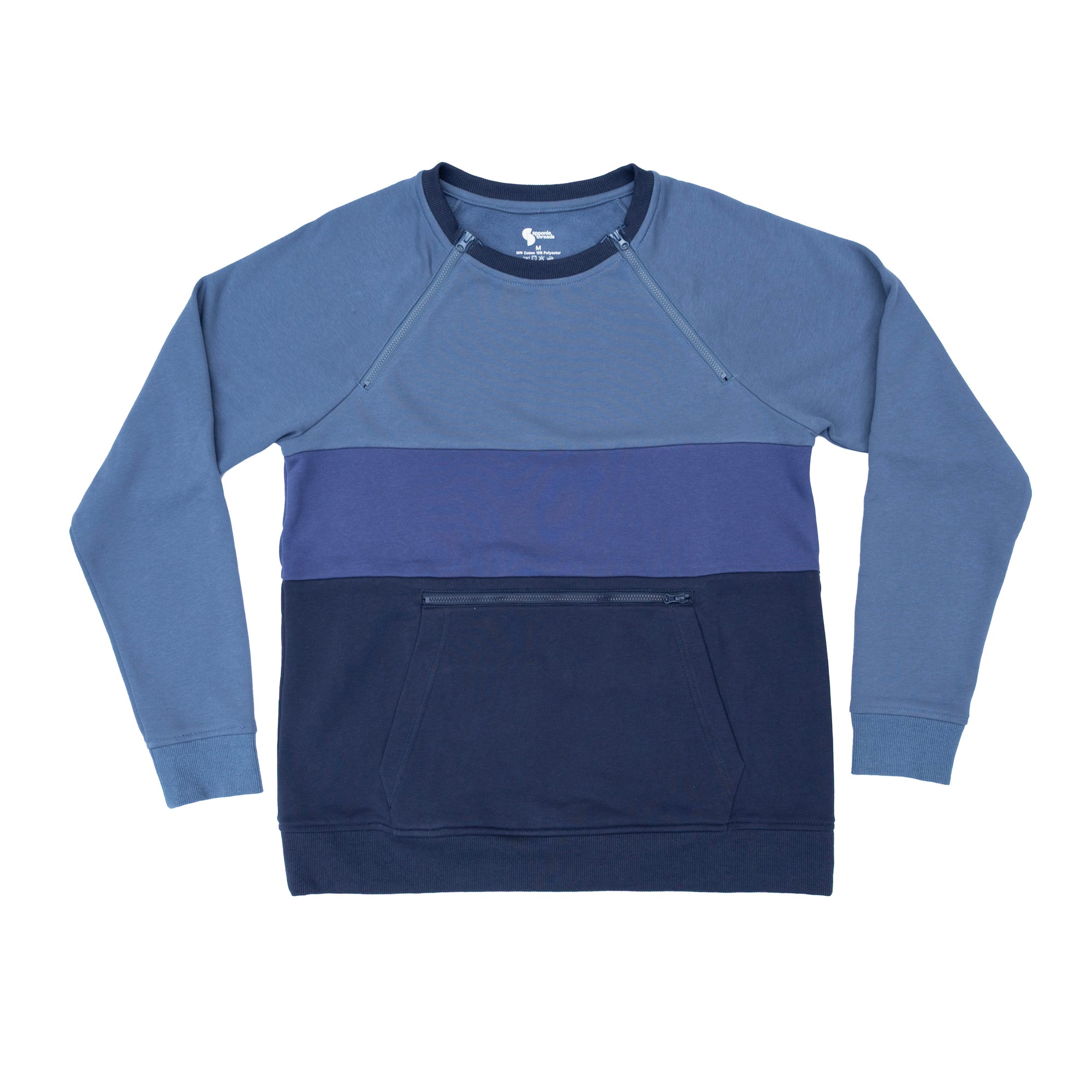 Flat of Denim C/B Triple Zip Crewneck Sweatshirt