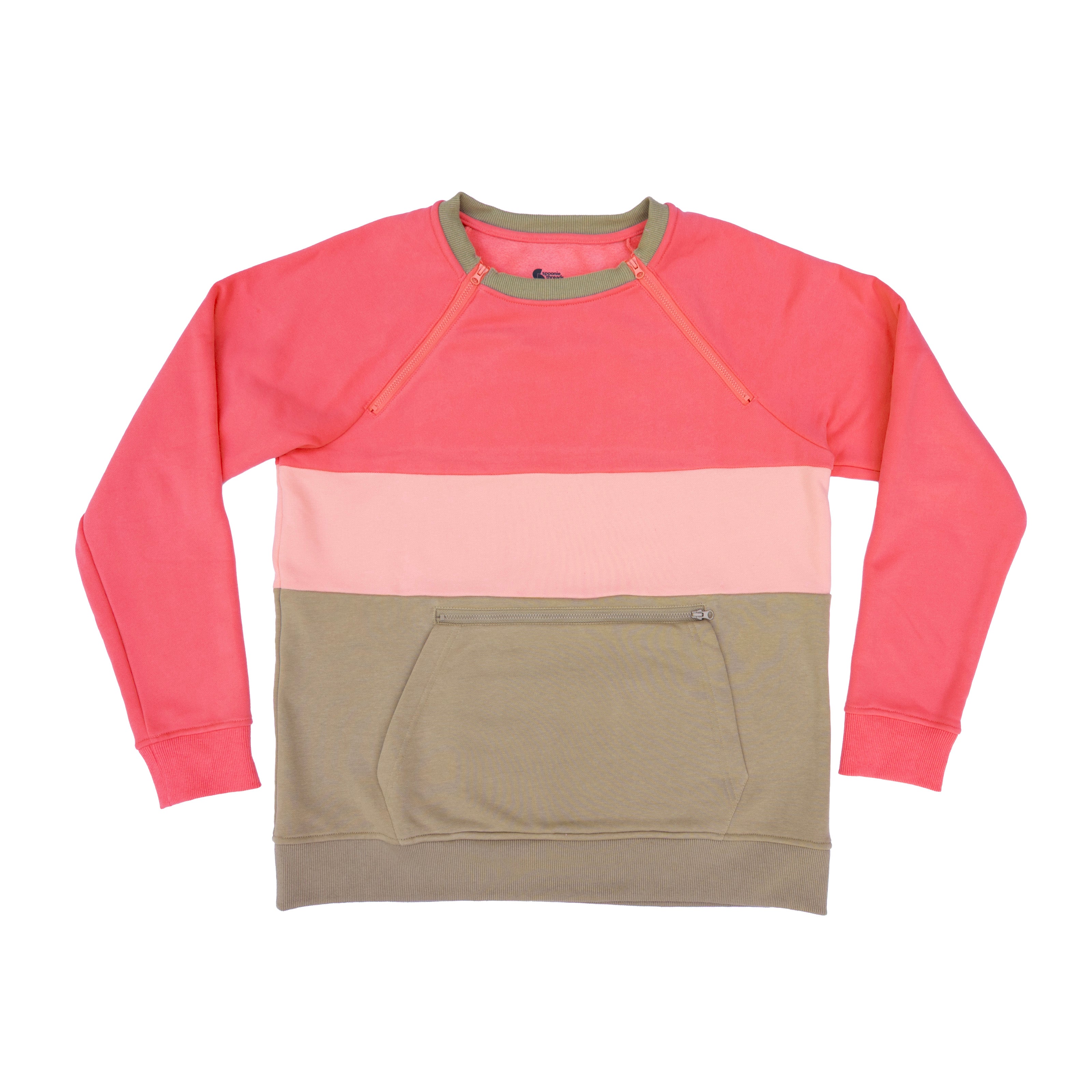 Sunset Colorblock Adult Chest & Abdomen Zip Access Crewneck Sweatshirt ...