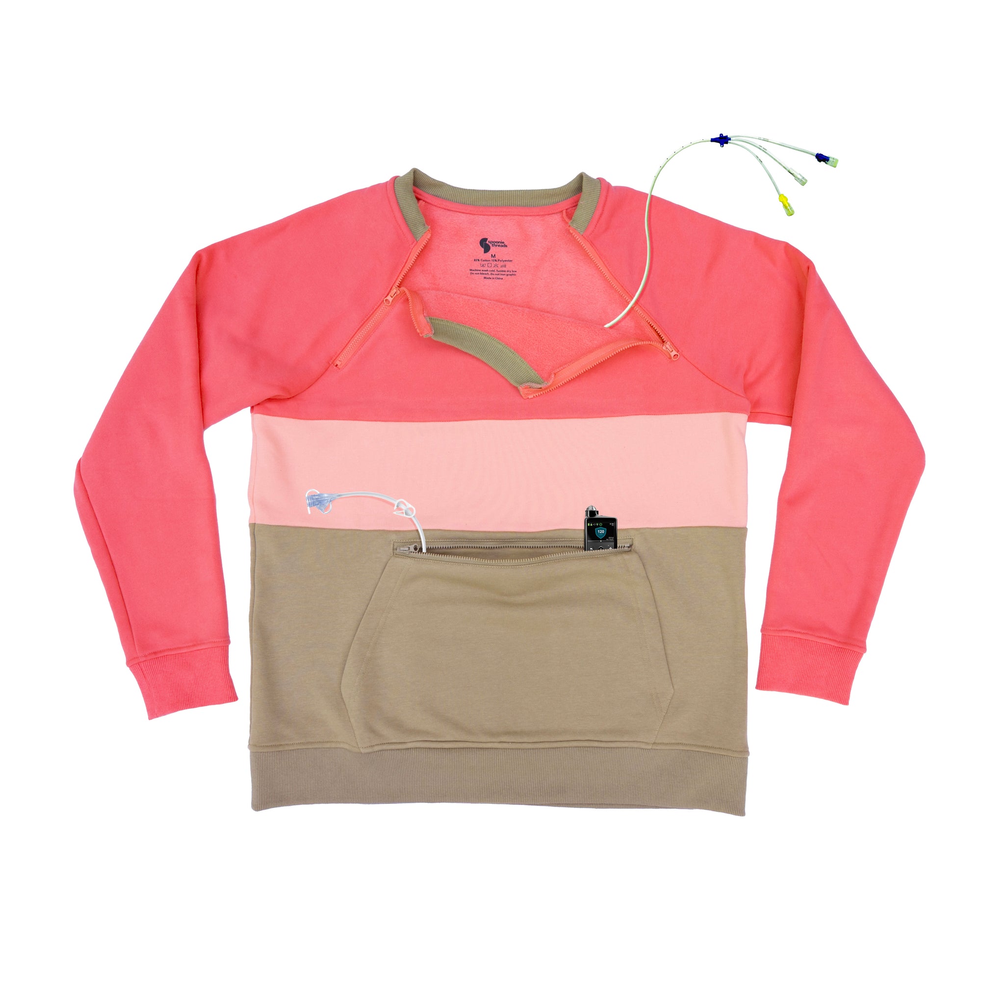 Sunset C/B Triple Zip Crewneck Sweatshirt with devices