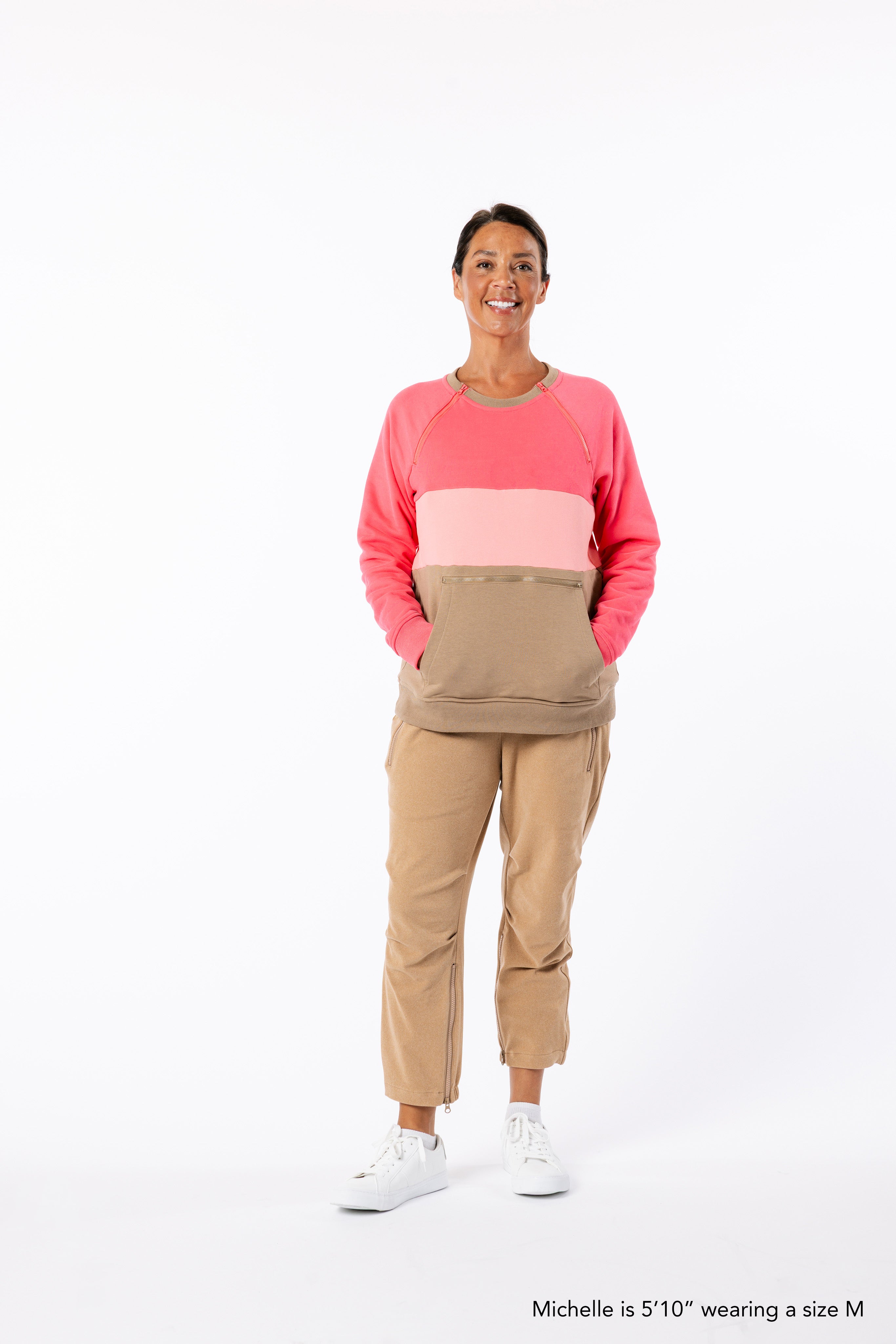 Colorblock Sunset Sunset Colorblock Adult Chest & Abdomen Zip Access Crewneck Sweatshirt ...