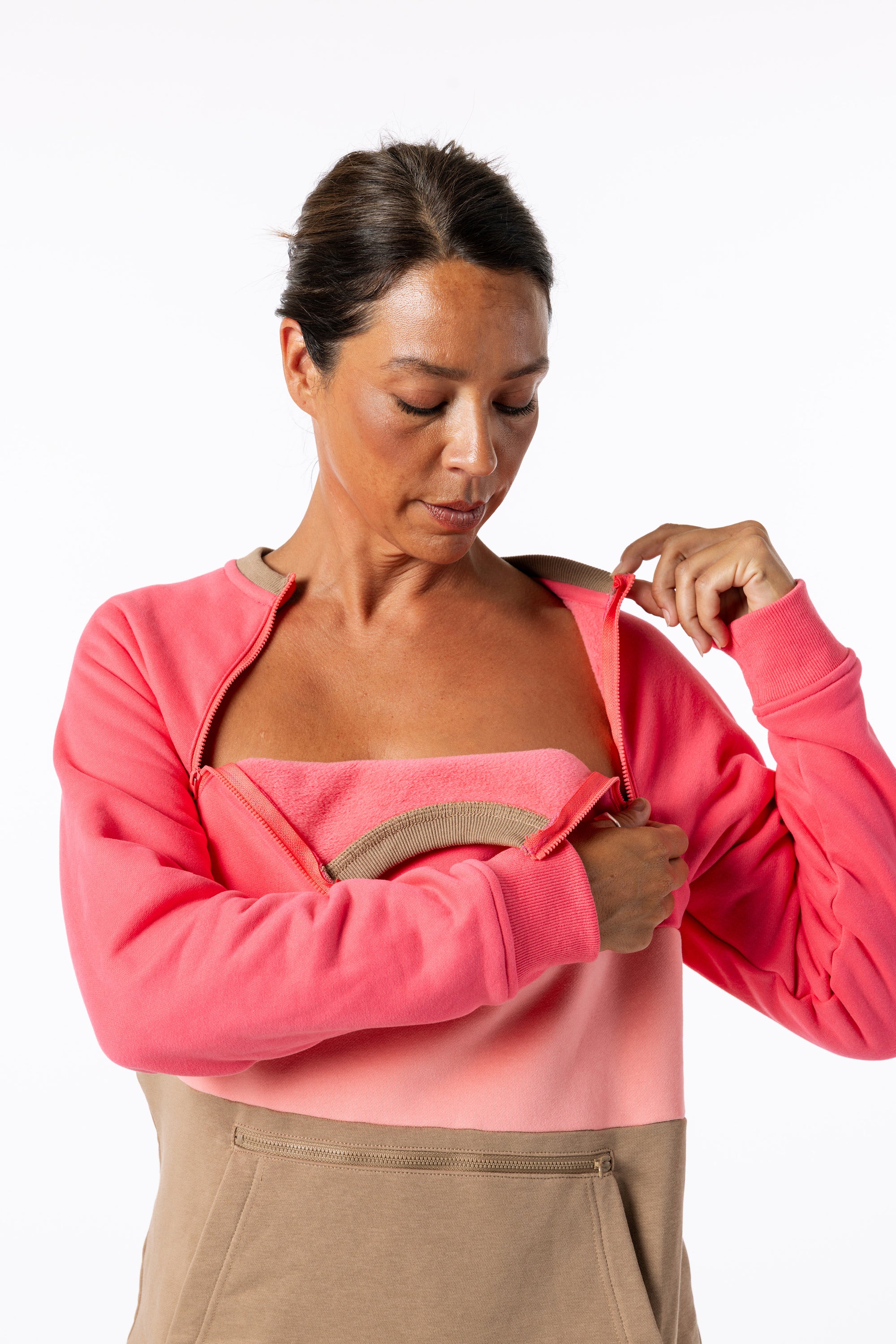 Michelle showing chest zippers