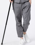 Closeup of man wearing Gray Casual Zip Pants