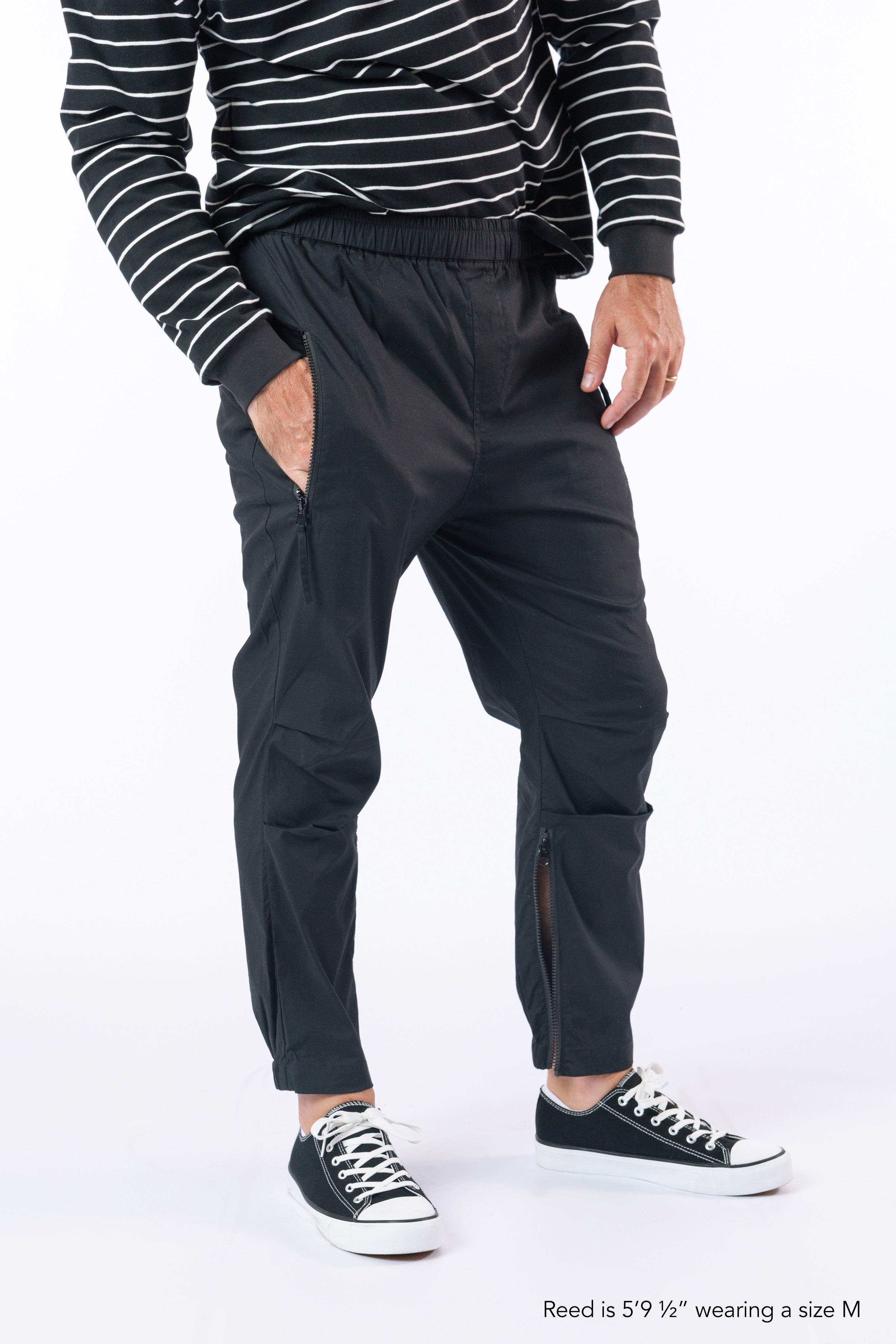 Black Adult Ankle Zip Access Casual Pant – SpoonieThreads