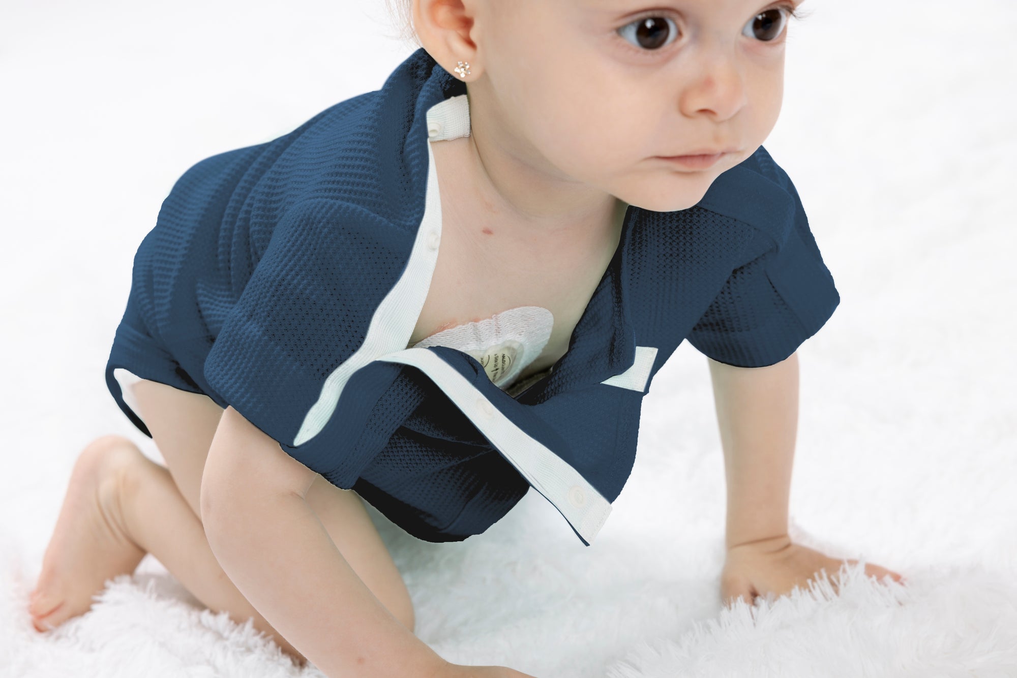 Dusty Blue Waffle Knit  Preemie to 4T All-Access Bodysuit