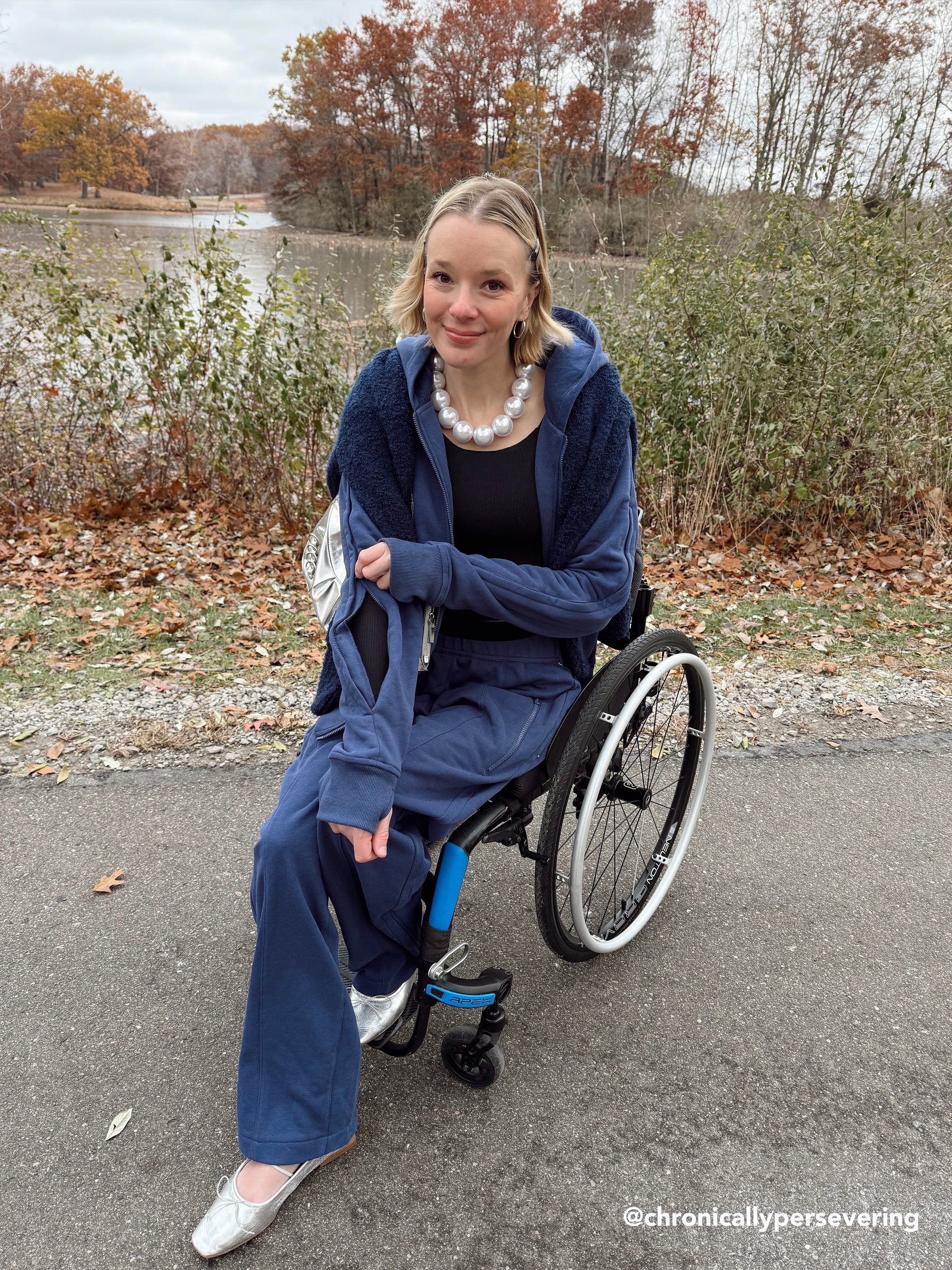 @chronicallypersevering in Blue Full Zip Shacket and Wide Leg Pant