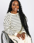 Vanilla Striped Adult Chest Zip Access Long-Sleeve Tee Shirt