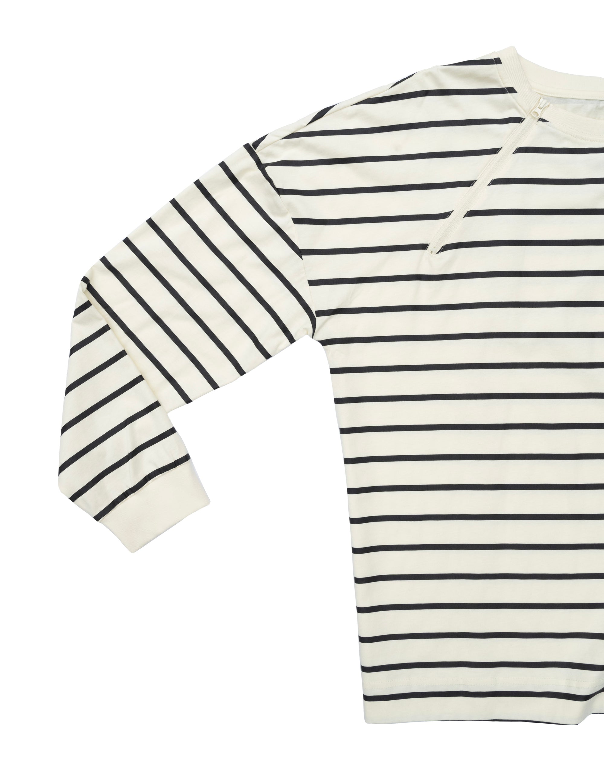 Vanilla Striped Adult Chest Zip Access Long-Sleeve Tee Shirt