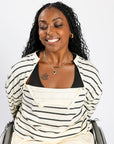 Vanilla Striped Adult Chest Zip Access Long-Sleeve Tee Shirt