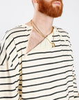 Vanilla Striped Adult Chest Zip Access Long-Sleeve Tee Shirt