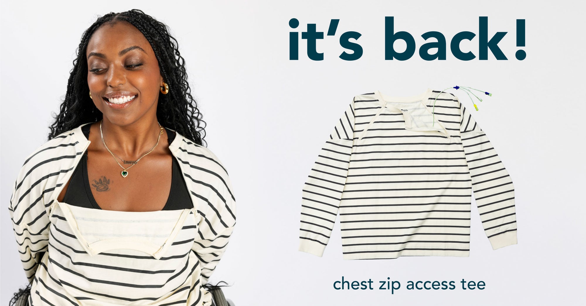 Chest Zip Access Tee is back in stock!