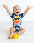 Boy in duckie Tummy Zip Bodysuit