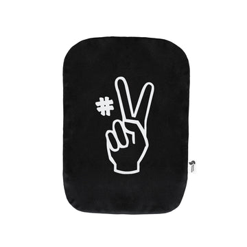 Black "Peace Out #2" Elastic Ostomy Bag Cover
