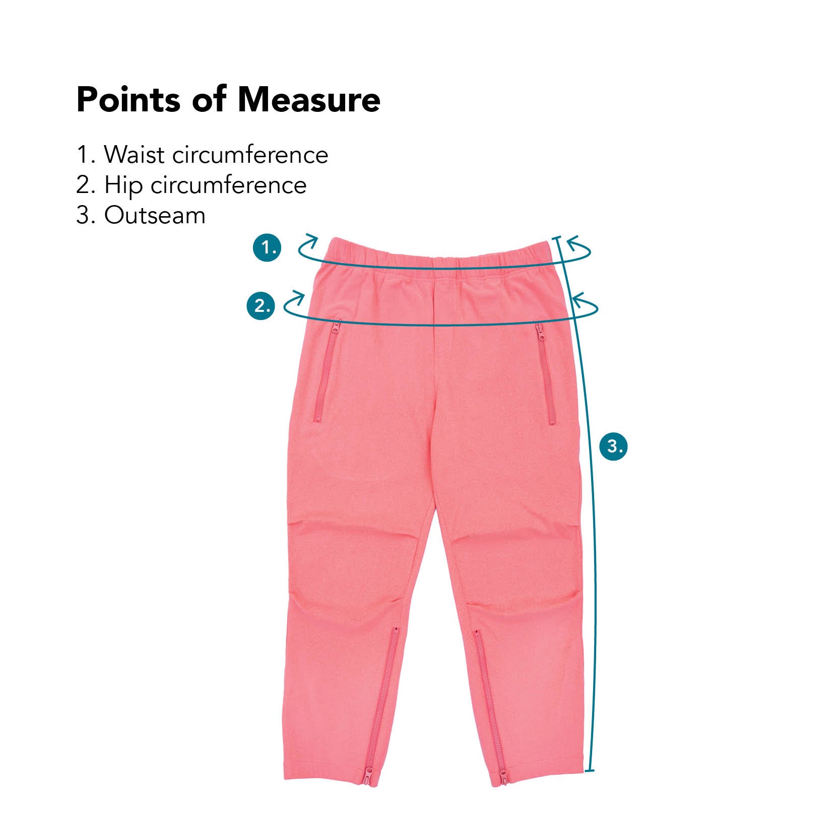 Felt Zip Access Pant Points of Measure