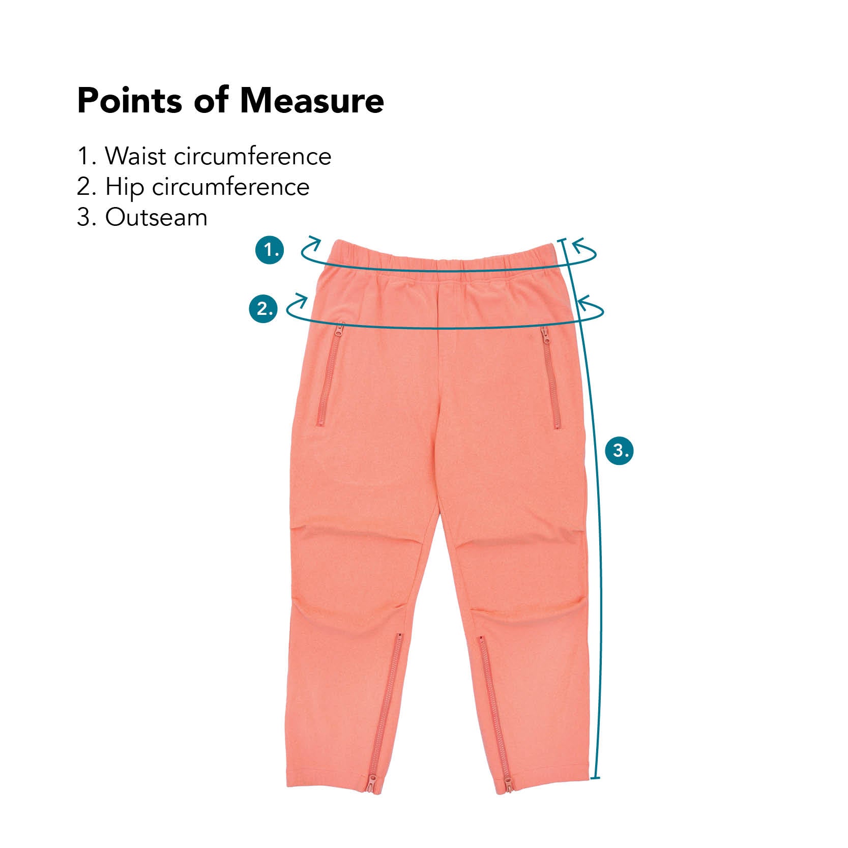 Felt Zip Access Pant Points of Measure