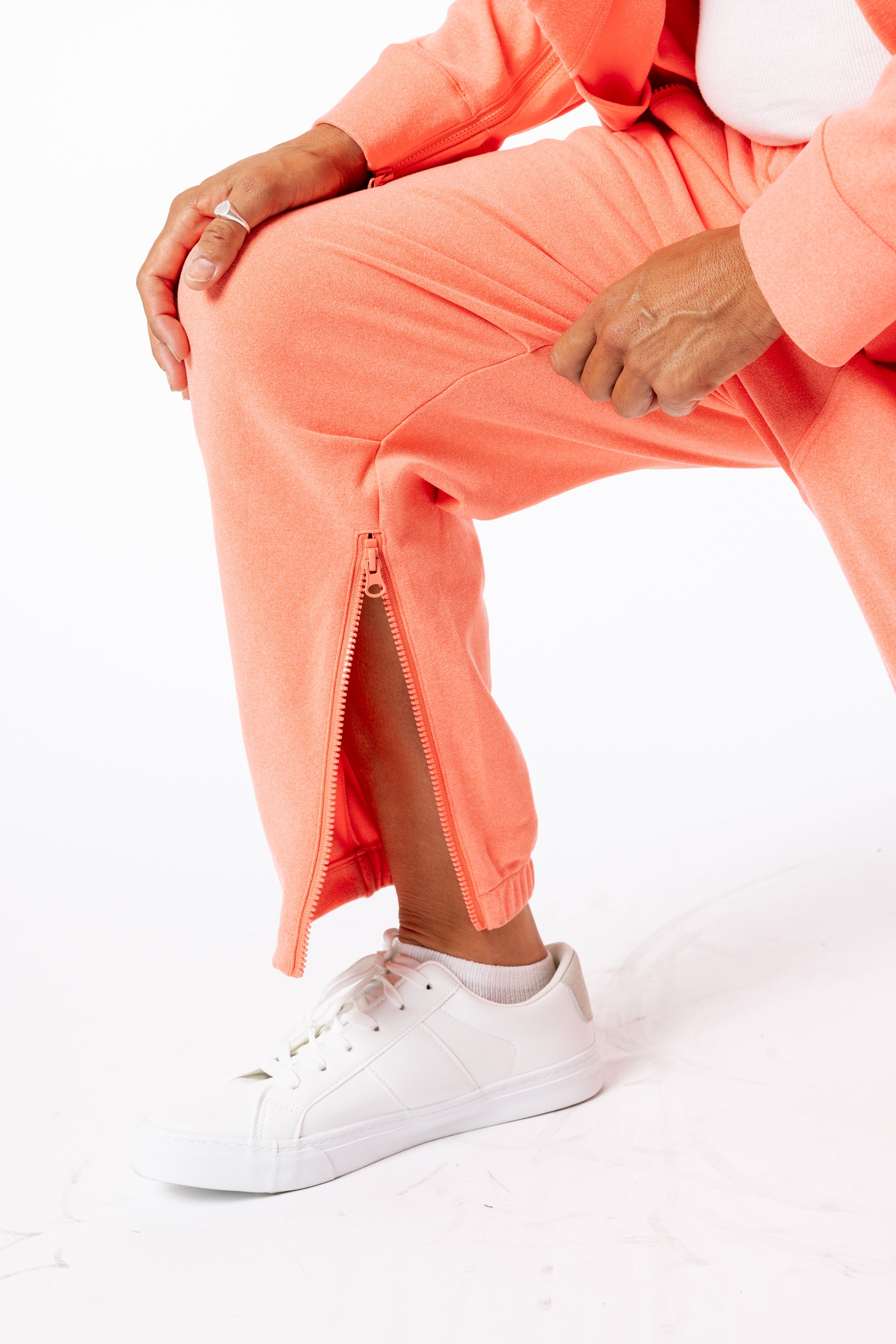 Sunset Felt Zip Access pant with open ankle zipper