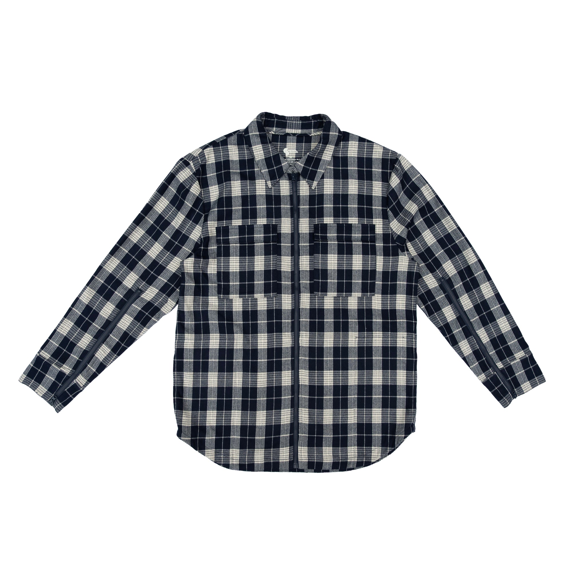 Flat of Denim Plaid Zip Front Shacket