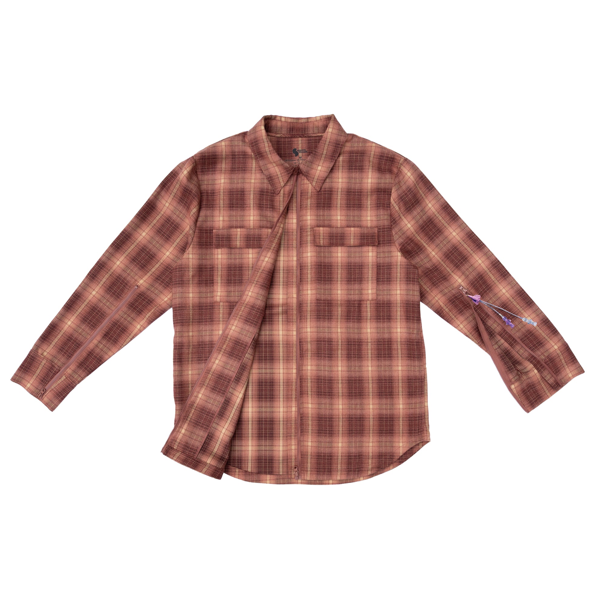 Plaid Zip Front Shacket with PICC LIne