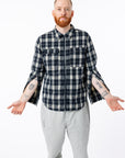 Mike showing open zipper sleeves