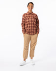 Michelle posing in Pink Plaid Zip Front Shacket