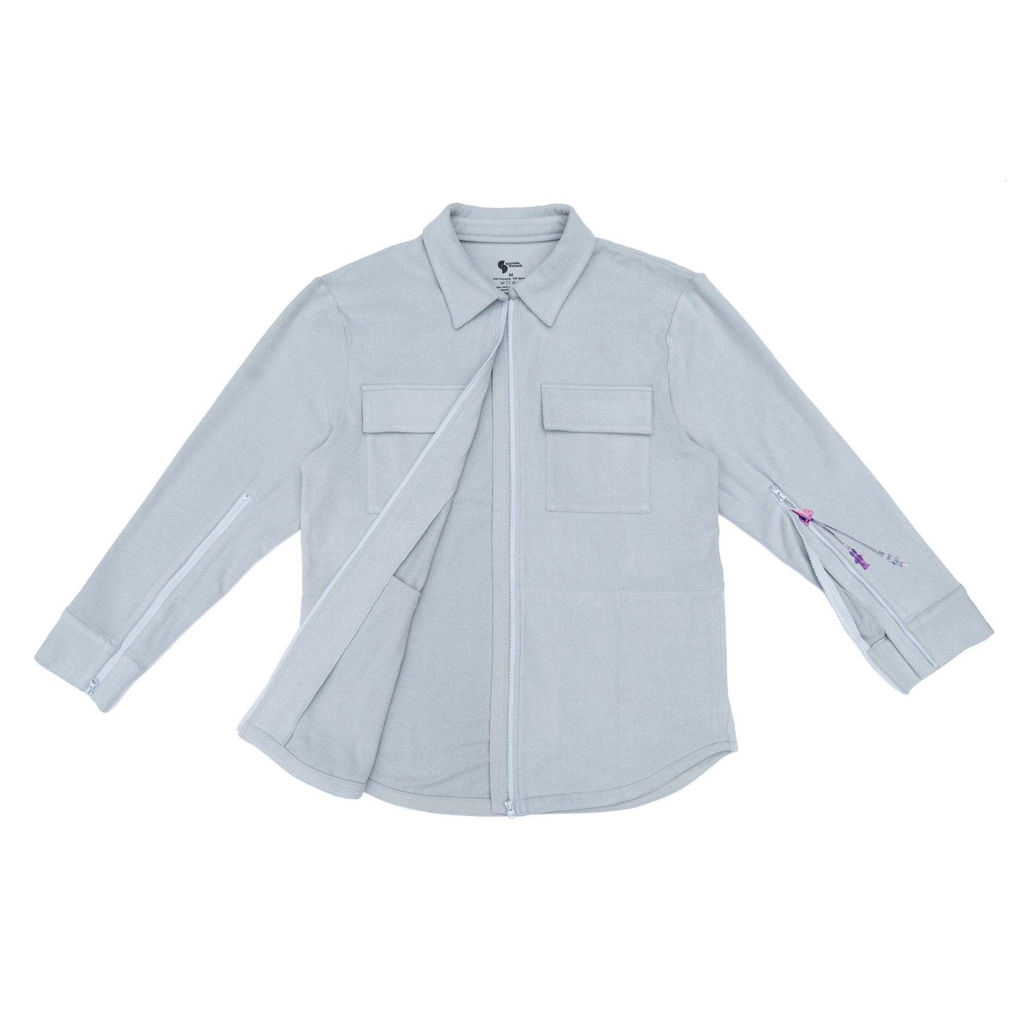 Flat of Stone Felt Solid Shacket with PICC Line