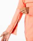 Closeup of sleeve zipper