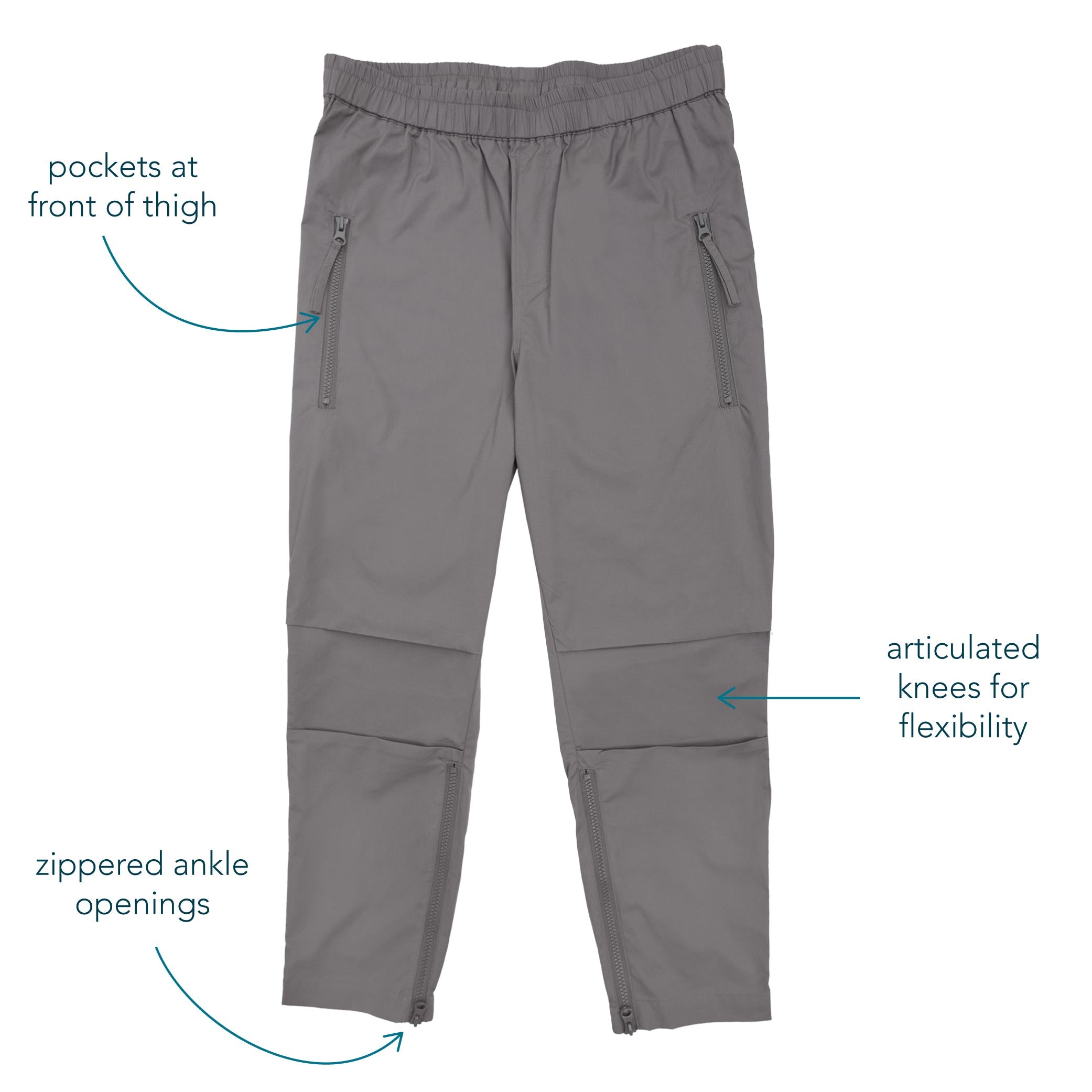 Black Adult Ankle Zip Access Casual Pant – SpoonieThreads