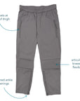 Casual Zip Pants with diagram showing features