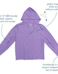 Sleeve and Chest Access Hooded Top Diagram showcasing functional features of garment