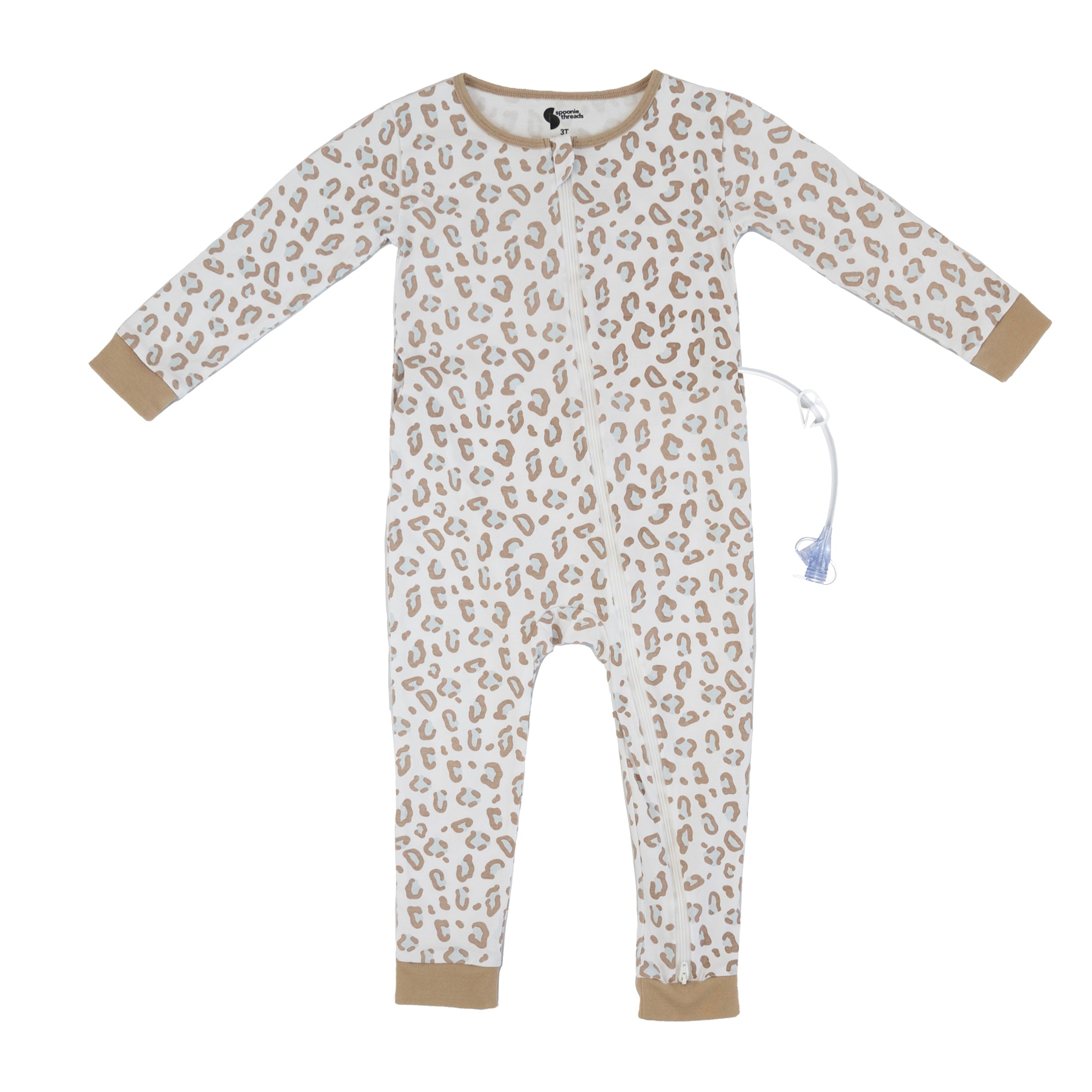 White Leopard Print G Tube Pajamas with Device