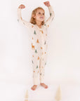 Child posing in Thru the Trees G-Tube Pajamas