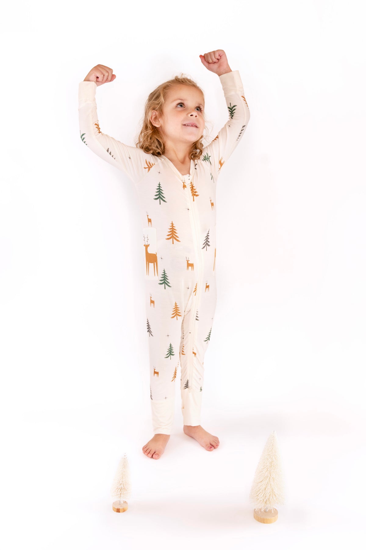 Child posing in Thru the Trees G-Tube Pajamas