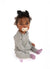 Baby in open Heather Gray Rib G-Tube Pajamas with G-Tube showing