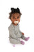 Baby in open Heather Gray Rib G-Tube Pajamas with G-Tube showing