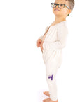 Child posing wearing open Vintage White Rib G-Tube Pajamas