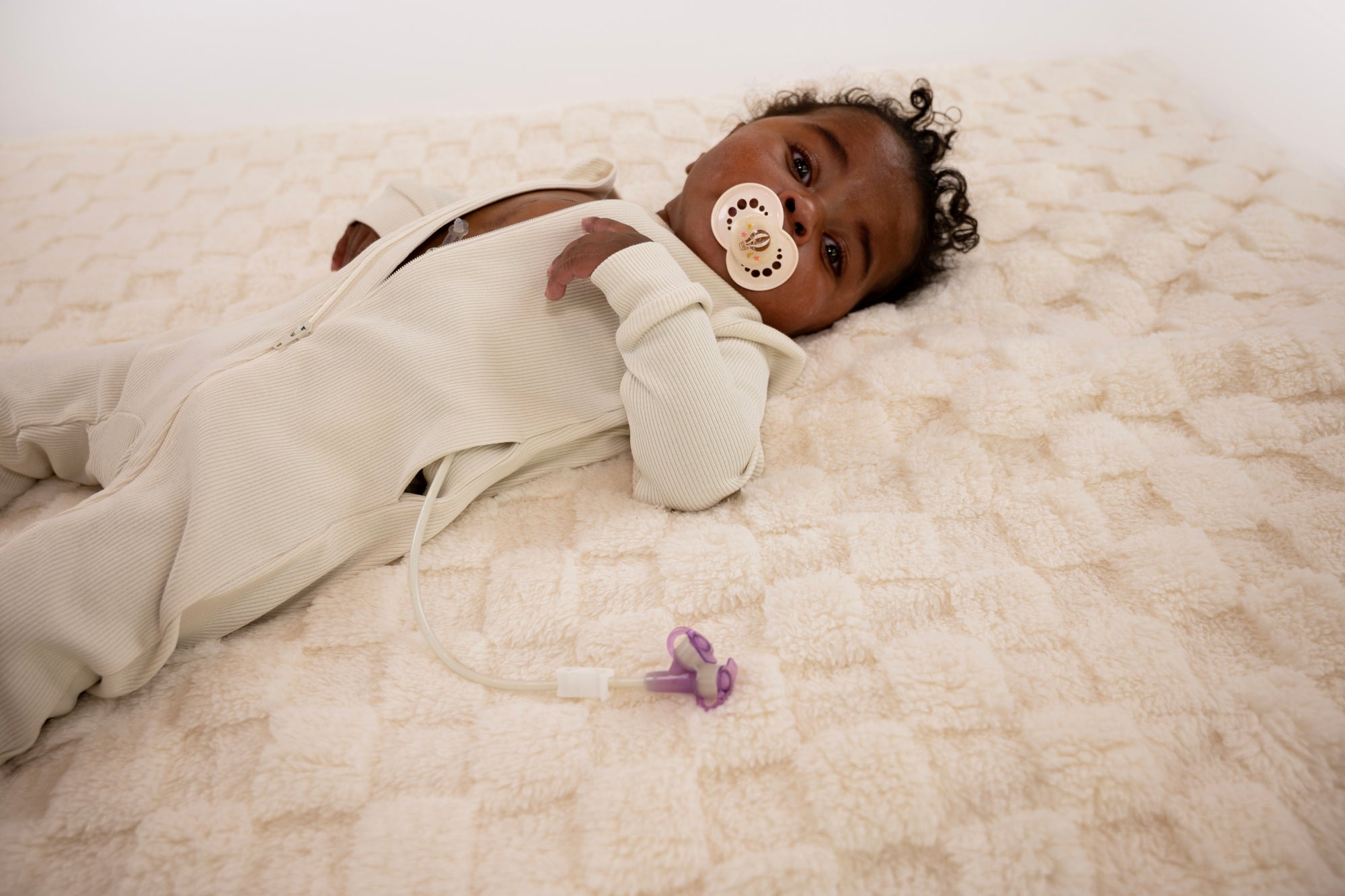 Closeup of side slit with G-Tube