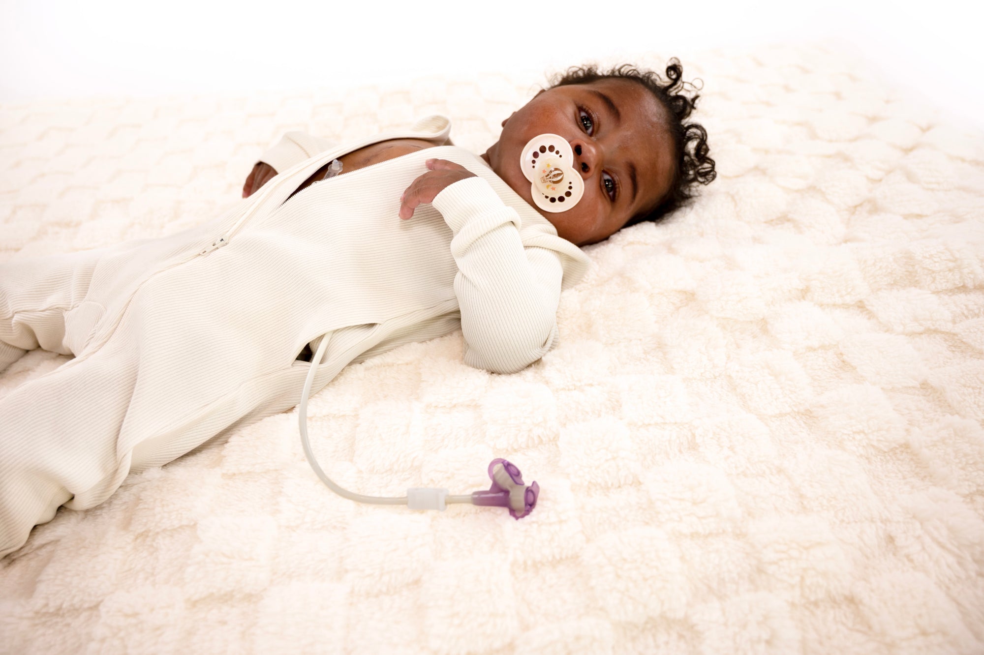 Closeup of side slit with G-Tube