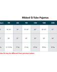 Ribbed G-Tube Pajamas Size Chart