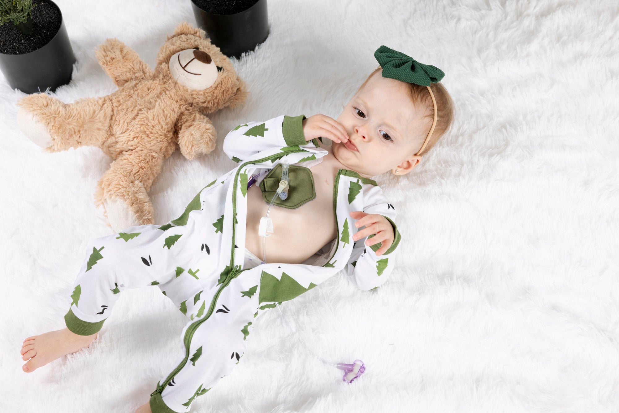 Forest Print Preemie to 4T G-Tube Side Access PJ