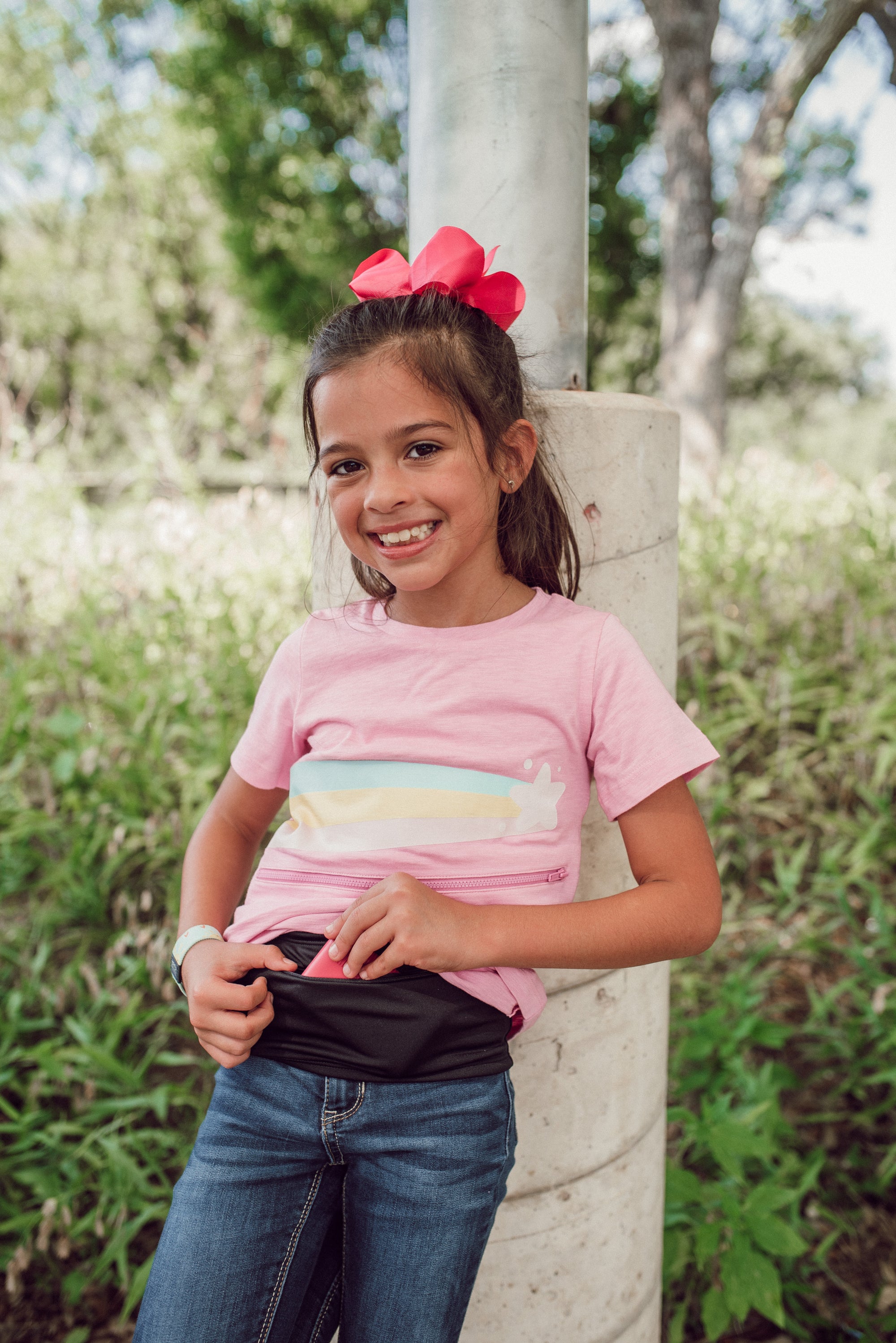 Black Solid Ultra Double Pocket Belt, Zipper Pack